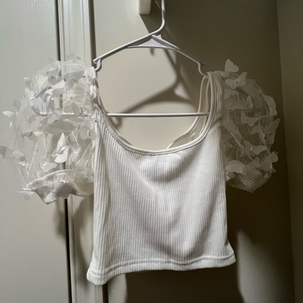 SHEIN runched bust applique detail crop top (never worn) - Picture 5 of 7